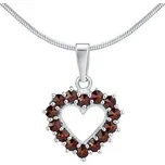 Stříbrný přívěsek s přírodními granáty ve tvaru srdce SILVEGOB180012