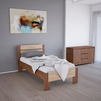 Postel Dřevěná postel DONATO z bukového, jasanového nebo dubového masivu výrobce světspánku.cz. Dostupná ve všech rozměrech, včetně atypických. 200x100, olej Světlý + Eben, jádrový buk