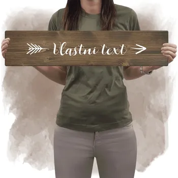 Svatební dekorace Dřevěná směrovka Vlastní text vpravo