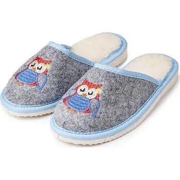 Dívčí pantofle Vlnka Dětské filcové pantofle s ovčí vlnou sovička velikost obuv dětské 26