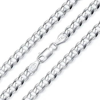 Řetízek Stříbrný náhrdelník řetěz CURB Pancr 6 mm - rhodiovaný varianta 60 cm TTT120NLC-60 cm