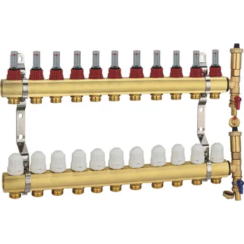 rozdělovač topení HDL rozdělovač s průtokoměry a ventily 11-okruhů