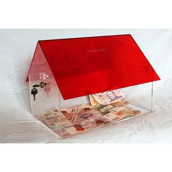 Příruční pokladna Kasička, pokladnička domeček 400x200x300 mm + zámek