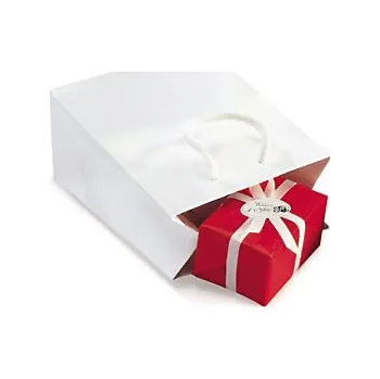 Dárková taška Dárková taška z lesklého papíru bílá 120x160x70 mm - Balení po 1 ks