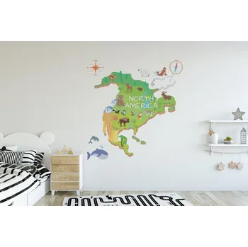 Fototapeta Coloray Samolepky na zeď Mapa Severní Ameriky BubblesFree BubblesFree coloraydecor-wd-as-134717488