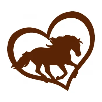 Samolepící dekorace SAMOLEPKA Kůň 087 pravá v srdíčku (15 - hnědá) NA AUTO, NÁLEPKA, FÓLIE, POLEP, TUNING, VLASTNÍ TEXT, TISK, AUTOSAMOLEPKY.cz, POLEPY, OBRÁZEK, LOGO, SAMOLEPKY