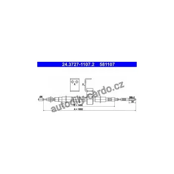 Brzdová hadice Lanko ruční brzdy ATE 24.3727-1107 (AT 581107)