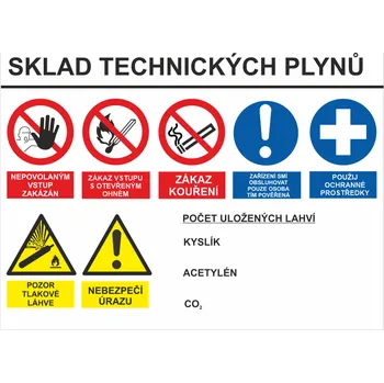 Značení vstupu - SKLAD TECHNICKÝCH PLYNU UV tisk plast 5mm 800 x 600 mm
