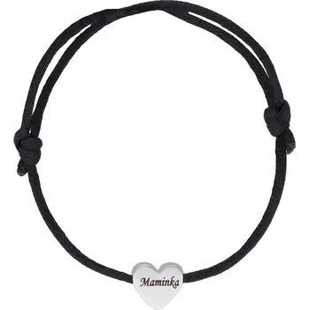 Náramek Doria Náramek MAMINKA na černé šňůrce se srdcem N409