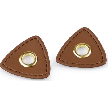 Průchodka s koženkovým trojúhelníkem k našití, průvlek 8 mm, barva 1 béžová tm.