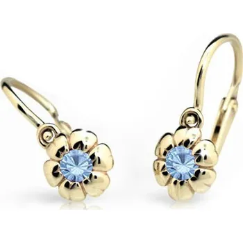 Náušnice Cutie Jewellery Dětské zlaté náušnice CUTIE JEWELLERY C2151Z Arctic Blue