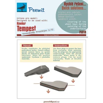 Plastikový model Peewit 1/72 Wheel bay cover for Hawker Tempest (KP)