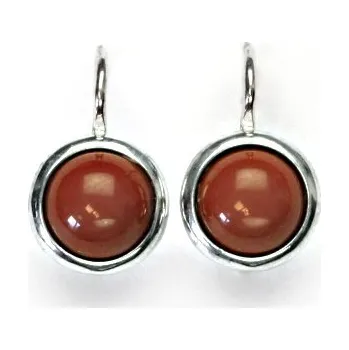 Náušnice Zlaté náušnice, bílé i žluté zlato , přírodní kámen Karneol - NK 1503 (karneol 8 mm)