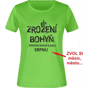 Dámské tričko TUKAN AGENCY Dámské tričko Zrození bohyň v ... Barva: Zelená limetková, Velikost: XL