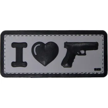 Nášivka 101 INC PVC 3D nášivka "I Love my sidearm" - Šedá