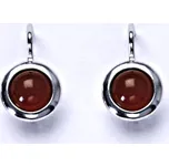 Zlaté náušnice, bílé/žluté zlato, přírodní kámen Karneol 6 mm , NK 1471