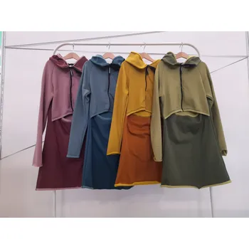 Dámský svetr dámské olivově zelené tecnostretchové mikinošaty