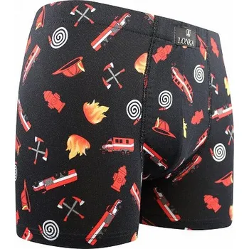 Boxerky Lonka KEVIN IMAGE XXL hasiči/černá