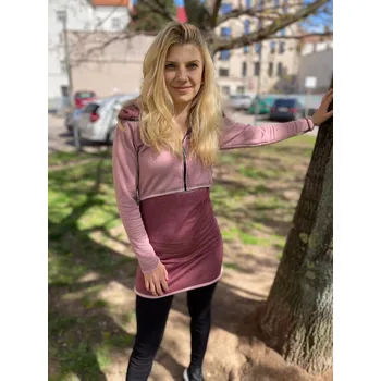 Dámský svetr dámské fialkové tecnostretchové mikinošaty