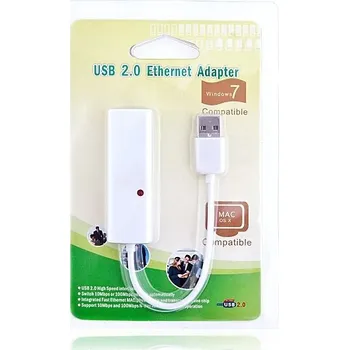 Datový kabel Ethernet USB adaptér dongle - 10/100Mbps, RJ45, USB 2.0