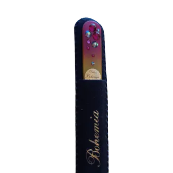 Skleněný pilníček na nehty s křišťály Swarovski Elements®, barevný podklad, fialové Kamínky - 110 mm