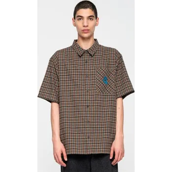 Pánská košile SANTA CRUZ košile - Mini Hand S S Shirt Brown Check (BROWN CHECK)