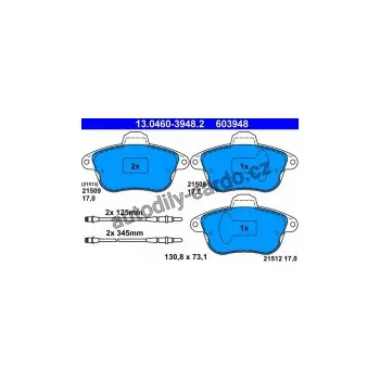 Brzdová destička Sada brzdových destiček ATE 13.0460-3948 (AT 603948) - PEUGEOT