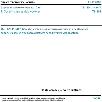 ČSN EN 14488-7 - Zkoušení stříkaného betonu - Část 7: Obsah vláken ve vláknobetonu - Tisk