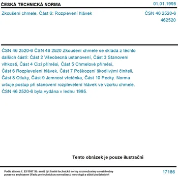 ČSN 46 2520-6 - Zkoušení chmele. Část 6: Rozplevení hlávek - Tisk