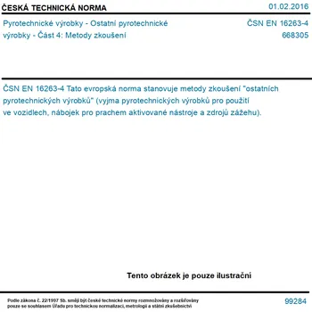 ČSN EN 16263-4 - Pyrotechnické výrobky - Ostatní pyrotechnické výrobky - Část 4: Metody zkoušení - Tisk