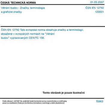 Umění ČSN EN 12792 - Větrání budov - Značky, terminologie a grafické značky - Tisk