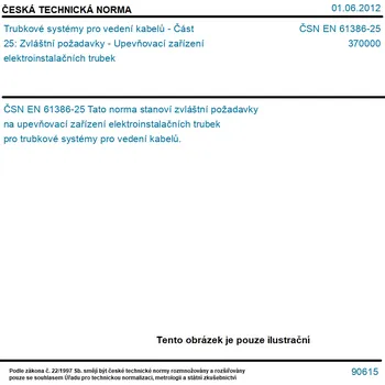 kabelová chránička ČSN EN 61386-25 - Trubkové systémy pro vedení kabelů - Část 25: Zvláštní požadavky - Upevňovací zařízení elektroinstalačních trubek - Tisk