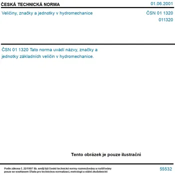 ČSN 01 1320 - Veličiny, značky a jednotky v hydromechanice - Tisk