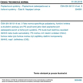 ČSN EN 50131-6 ed. 3 - Poplachové systémy - Poplachové zabezpečovací a tísňové systémy - Část 6: Napájecí zdroje - Tisk