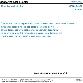 ČSN 46 3087 - Jádra lískových ořechů - Tisk