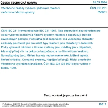 ČSN IEC 231 - Všeobecné zásady vybavení jaderných reaktorů měřicími a řídicími systémy - Tisk