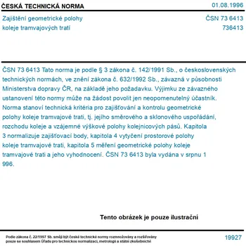 ČSN 73 6413 - Zajištění geometrické polohy koleje tramvajových tratí - Tisk
