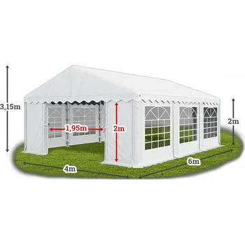 Zahradní stavba Párty stan 4x6x2m střecha PE 240g/m2 boky PE 240g/m2 konstrukce LÉTO Bílá Ekru Zelená