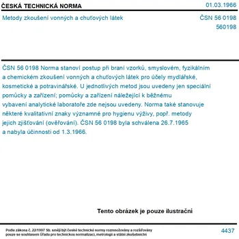 ČSN 56 0198 - Metody zkoušení vonných a chuťových látek - Tisk