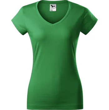 Dámská móda Malfini Fit V-NECK Dámské triko 162 středně zelená S