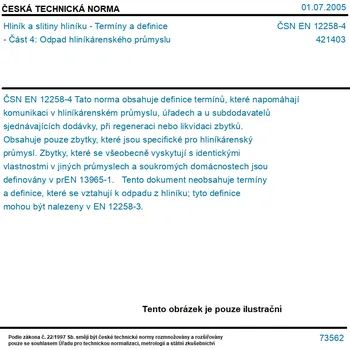 ČSN EN 12258-4 - Hliník a slitiny hliníku - Termíny a definice - Část 4: Odpad hliníkárenského průmyslu - Tisk