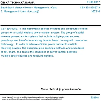 ČSN EN 62827-3 - Bezdrátový přenos výkonu - Management - Část 3: Management řízení více zdrojů - Tisk