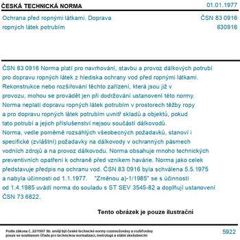 ČSN 83 0916 - Ochrana před ropnými látkami. Doprava ropných látek potrubím - Tisk