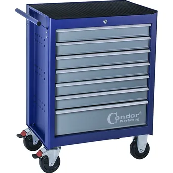 Condor vozík montážní prázdný, 7 zásuvek, modrý - 100-06700