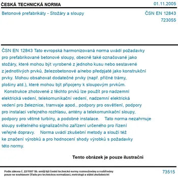 ČSN EN 12843 - Betonové prefabrikáty - Stožáry a sloupy - Tisk