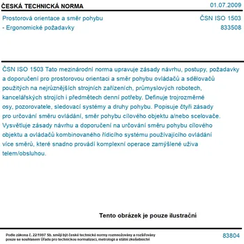 ČSN ISO 1503 - Prostorová orientace a směr pohybu - Ergonomické požadavky - Tisk