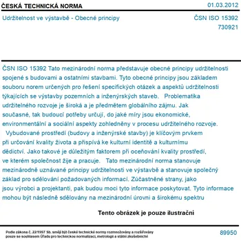 ČSN ISO 15392 - Udržitelnost ve výstavbě - Obecné principy - Tisk