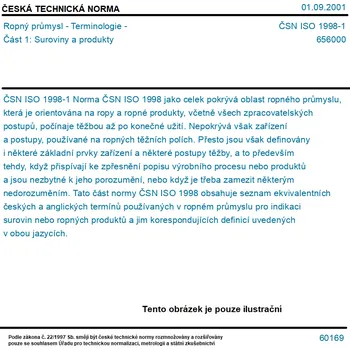 ČSN ISO 1998-1 - Ropný průmysl - Terminologie - Část 1: Suroviny a produkty - Tisk