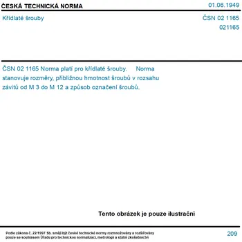 ČSN 02 1165 - Křídlaté šrouby - Tisk