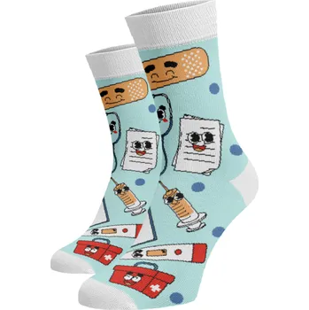 Dámské ponožky Veselé vysoké ponožky - MEDICÍNA Světle modrá Bavlna 39-41